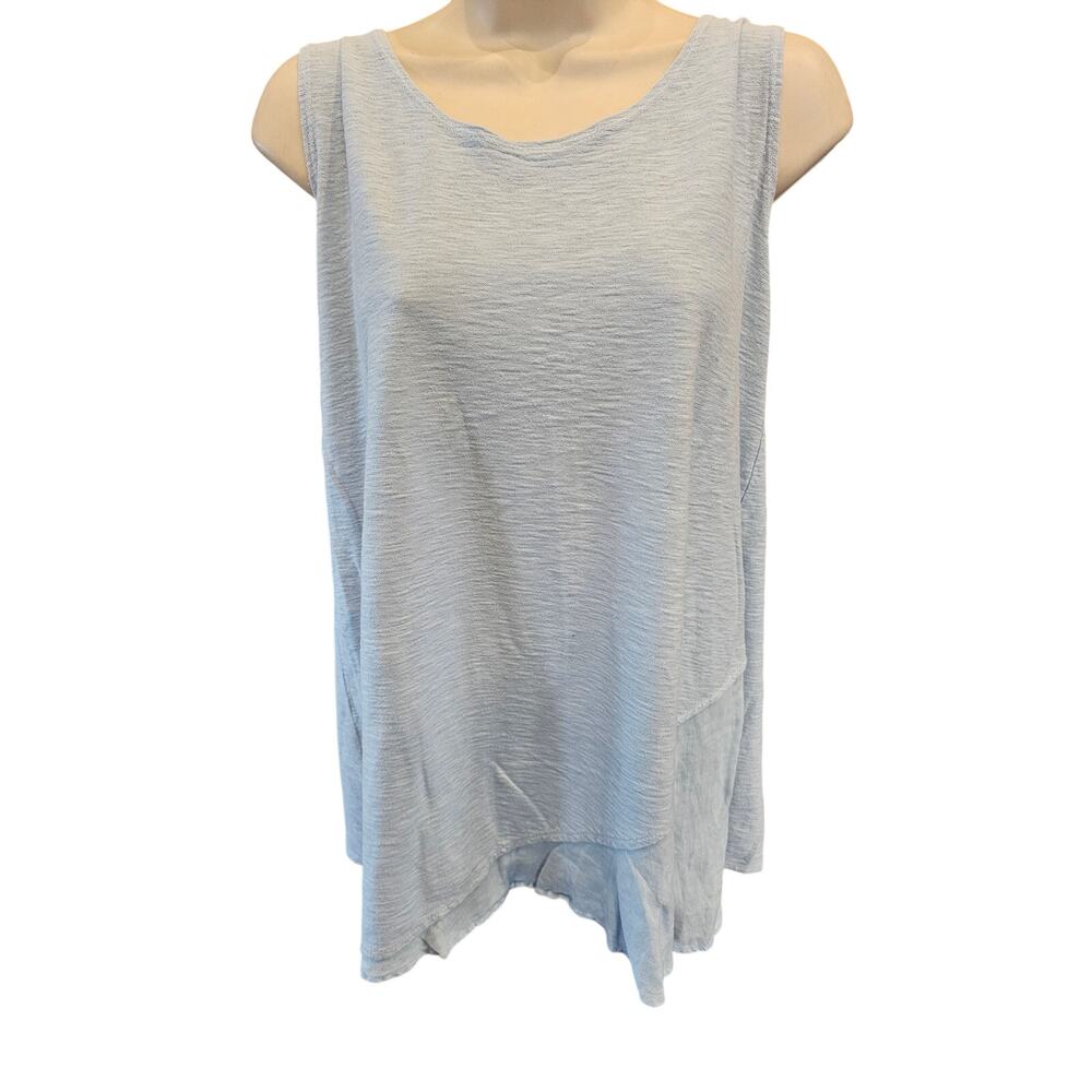 Cut loose baby blue mixed media tunic tank top career casual minimalist EUC M